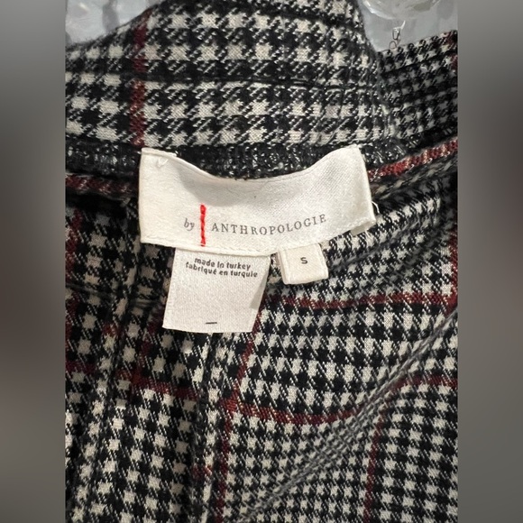 Anthropologie Herringbone Plaid Pull on Pants Size Small Cream Black Brown - Picture 3 of 4
